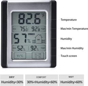 img 2 attached to 🌡️ Портативный внутренний и наружный цифровой гигрометр-термометр - Большой ЖК-дисплей, переключение ℃/℉, Записи МИН/МАКС - Идеально подходит для дома, детской комнаты, теплицы, офиса, подвала, комнаты для гитары и многого другого (Мини-размер)