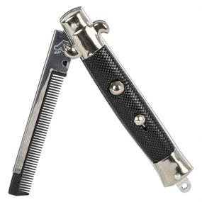 img 1 attached to 🔪 SwitchBlade Comb Set - Pack of 4 Stainless Steel Novelty Switch Folding Pocket Combs for Hair, Beard, or Mustache - Perfect Stocking Stuffers