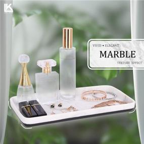 img 3 attached to 🛁 LKKL Marble Vanity Tray 9-inch - White Small Bathroom Organizer for Candles, Soap, Perfume, Cosmetic, Jewelry - Decorative Countertop Tray