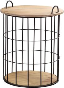 img 3 attached to Rustic Arborfield Basket Storage Accent Table by FirsTime & Co: 23.25"H x 19"D in Light Espresso & Black