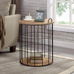 img 4 attached to Rustic Arborfield Basket Storage Accent Table by FirsTime & Co: 23.25"H x 19"D in Light Espresso & Black