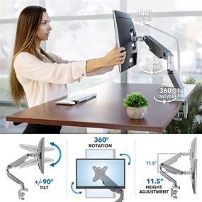 img 1 attached to Enhance Work Ergonomics with Mount-It! Single Monitor Arm Mount – Full Motion Adjustable Stand for 24-32 Inch Computer Screen