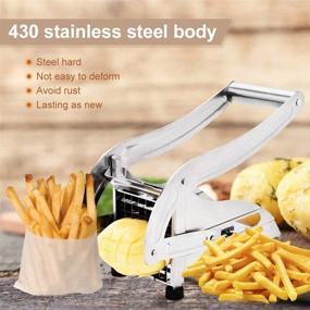 img 1 attached to 🍟 TWSOUL French Fries Cutter - Commercial Grade Stainless Steel Vegetable and Potato Slicer, Potato Chipper Cutter with 2 Blade Size Options and Anti-Slip Suction Base