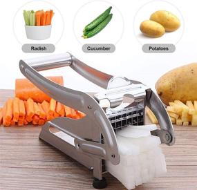 img 3 attached to 🍟 TWSOUL French Fries Cutter - Commercial Grade Stainless Steel Vegetable and Potato Slicer, Potato Chipper Cutter with 2 Blade Size Options and Anti-Slip Suction Base