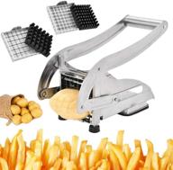 🍟 twsoul french fries cutter - commercial grade stainless steel vegetable and potato slicer, potato chipper cutter with 2 blade size options and anti-slip suction base logo