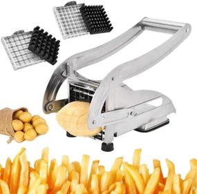 img 4 attached to 🍟 TWSOUL French Fries Cutter - Commercial Grade Stainless Steel Vegetable and Potato Slicer, Potato Chipper Cutter with 2 Blade Size Options and Anti-Slip Suction Base