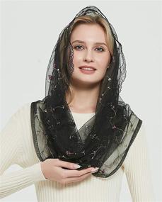 img 1 attached to 👒 Special Occasion Accessories: Catholic Mantilla Women's Embroidered Covering for Orthodox Events