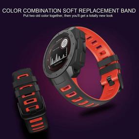 img 1 attached to 🌚 ANCOOL Мягкий силиконовый спортивный ремешок для замены намека Garmin Instinct, Esports, Solar, Tactical Smartwatches - черный/красный - совместим с ремешком Garmin Instinct.