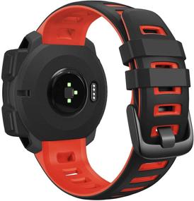 img 4 attached to 🌚 ANCOOL Мягкий силиконовый спортивный ремешок для замены намека Garmin Instinct, Esports, Solar, Tactical Smartwatches - черный/красный - совместим с ремешком Garmin Instinct.