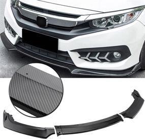 img 4 attached to 🚗 MotorFansClub 3pcs Front Bumper Lip Splitter for Honda Civic 2016-2018, Carbon Fiber Style Trim Protection Spoiler