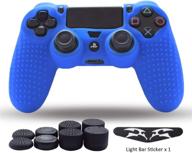 🎮 enhance your ps4 gaming experience with silicone controller skin and grips - anti-slip cover case protector for dual shock 4 controller - includes light bar sticker and premium thumb grips | blue - 8pcs логотип