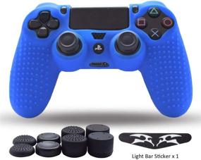 img 4 attached to 🎮 Enhance your PS4 Gaming Experience with Silicone Controller Skin and Grips - Anti-Slip Cover Case Protector for Dual Shock 4 Controller - Includes Light Bar Sticker and Premium Thumb Grips | Blue - 8pcs