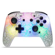 wireless switch controller, pro controller for switch/switch lite/switch oled, 8 colors adjustable led remote gamepad with crack design/turbo/motion control (white) logo