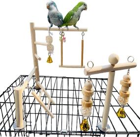 img 4 attached to 🦜 Premium Hamiledyi Parrot Playground: Natural Wood Climbing Perches & Swing Toy for Small Conure, Love Birds, African Grey, Macaw, Budgies, and More!