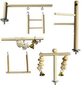 img 3 attached to 🦜 Premium Hamiledyi Parrot Playground: Natural Wood Climbing Perches & Swing Toy for Small Conure, Love Birds, African Grey, Macaw, Budgies, and More!