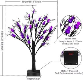 img 1 attached to 🎃 Spooky Halloween Black Tree – 22 Inch Lighted Tree with Purple Spiders Lights | Battery Operated Horror Tabletop Tree for Indoor Home Decorations | Angela&Alex Black Glitter Collection