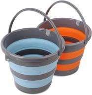 🪣 2-pack collapsible plastic bucket - 2.6 gallons (10l) each, house cleaning, space-saving outdoor waterpot for garden or camping, portable fishing water pail - blue & orange logo