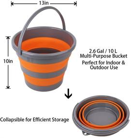 img 3 attached to 🪣 2-Pack Collapsible Plastic Bucket - 2.6 Gallons (10L) Each, House Cleaning, Space-Saving Outdoor Waterpot for Garden or Camping, Portable Fishing Water Pail - Blue & Orange