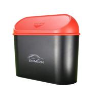 🚗 snmirn car trash can with lid - mini vehicle trash bin for convenient automotive garbage storage - red logo