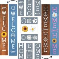 🌼 versatile wood stencils: welcome stencil, sunflower & daisy designs, perfect for spring porch signs, with free rub-on stickers logo