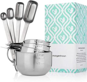 img 4 attached to 🥄 Morgenhaan 8-Piece Measuring Cups & Spoons Set with Durable Lifetime Handles - For Everlasting Use