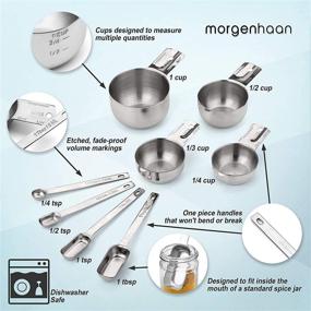 img 2 attached to 🥄 Morgenhaan 8-Piece Measuring Cups & Spoons Set with Durable Lifetime Handles - For Everlasting Use