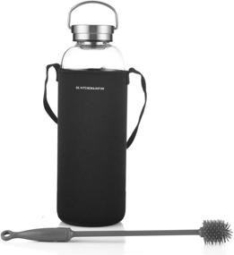 img 4 attached to 🍶 DE.KITCHEN&amp;HIFUN Large Borosilicate Glass 64oz Water Bottle, 2L for Juice, Glass Water Bottle with Steel Cap and Filter