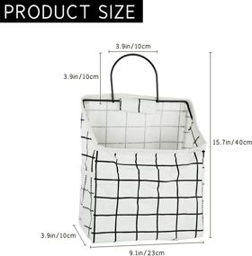 img 3 attached to 2Pcs Waterproof Wall Hanging Storage Bag with Metal Frame - AUHOKY Over The Door Closet Organizer, Stylish Hanging Pocket Linen Cotton Pouch Box Containers for Bedroom Bathroom Desktop (Black/White)