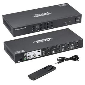 img 4 attached to 🖥️ TESmart HDMI Dual Monitor KVM Switch 4 HDMI PCs + 2 HDMI Monitors - 4K@60Hz, Cascade Quad Monitor, HDR 10, HDCP 2.2 (Black)