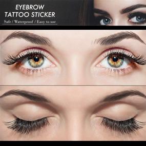 img 1 attached to 💧 4D Hair-Like Waterproof Eyebrow Tattoos: 6 Sheets of Temporary Brow Transfer Stickers - High Arch Style (66 Pairs, Black)