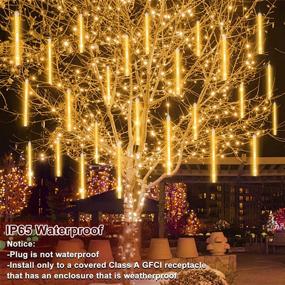 img 2 attached to Qiwoo 288 LED Meteor Shower Rain Lights Christmas Lights 8 Tube Waterproof Plug In Falling Raindrop Fairy String Lights For Christmas Decorations Outdoor Party Home Patio Xmas Tree (Warm White)