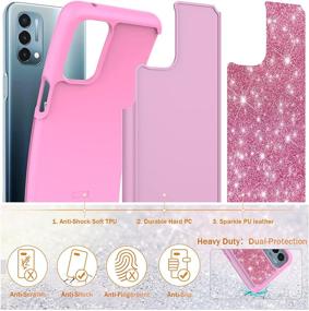 img 2 attached to 💖 Glittery Pink UNPEY Case for OnePlus Nord N200 5G - Stylish Phone Cover with Tempered Glass Protectors, Bling Sparkle Design, Dual Layer Protection - Suitable for Women and Girls