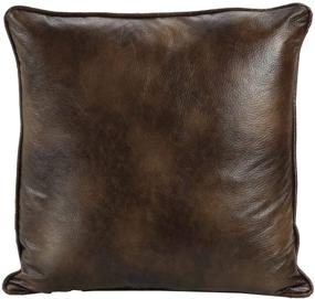 img 1 attached to 🛋️ Brown Reversible Faux Suede/Leather Euro Sham Pillow Cover by HiEnd Accents, 27x27 Inches