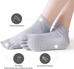 img 2 attached to 🧦 Non-Slip Yoga Toe Socks for Women: 4 Pairs with Grips for Pilates, Barre & Fitness