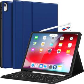 img 4 attached to 📱 iPad Pro 12.9 Case with Keyboard 2018-3rd Gen – Supports Apple Pencil Charging – Includes Pencil Holder – Detachable Wireless Keyboard – Designed for iPad Pro 12.9 2018 (Not Compatible with 2017/2015) – Blue