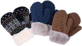img 4 attached to Toddler Sherpa Winter Mittens Gloves: Essential Boys' Accessories for Cold Weather