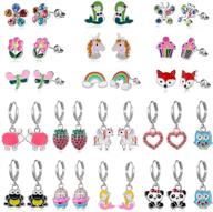 👧 16/18/33 pairs of hypoallergenic earrings for kids - wholesale boutique items with dangle, studs, and huggie hoop earrings - safe for little girls with sensitive ears logo