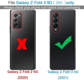 img 3 attached to 📱 Чехол KEZiHOME для Samsung Galaxy Z Fold 3 5G с держателем для S Pen, Чехол-бумажник для Galaxy Z Fold 3 [RFID блокировка] с карманом для карт из искусственной кожи с магнитным откидным крышкой для Samsung Z Fold 3 5G (2021) (серый)