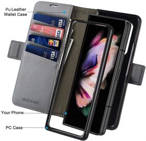 img 1 attached to 📱 KEZiHOME Samsung Galaxy Z Fold 3 5G Case with S Pen Holder, Galaxy Z Fold 3 Wallet Case [RFID Blocking] PU Leather Card Slot Flip Magnetic Phone Cover for Samsung Z Fold 3 5G (2021) (Gray)