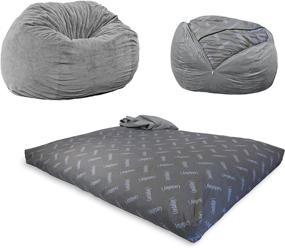 img 4 attached to 🪑 CordaRoy's Chenille Bean Bag Chair: Convertible Bed & Shark Tank Success - Charcoal Full Size