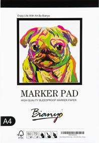 img 4 attached to 📝 Bianyo Bleedproof Marker Paper Pad, A4 Size (8.27" x 11.69"), 50 Sheets, 18 LB / 70 GSM, Glue-Bound, 100% Cotton, White, Perfect for Markers and Ink Mediums