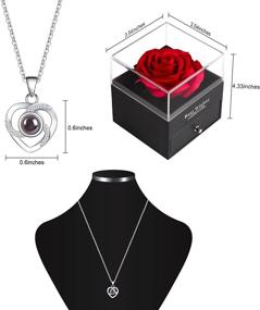 img 2 attached to Projection Heart Pendant Necklace: 100 Languages I Love You Jewelry, Valentine's Day Romantic Gift with Red Rose Storage Box