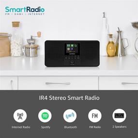 img 3 attached to Lemega IR4S Stereo WiFi Internet Radio with FM Digital Radio, Spotify Connect, Bluetooth Speaker, Dual Alarms Clock, 40 Presets, Headphone Output, Batteries or Mains Powered – Sleek Black Finish