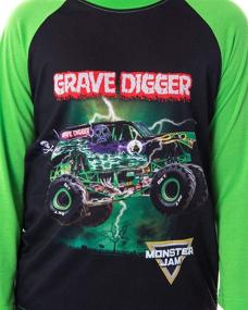 img 3 attached to Монстр-трак Grave Digger Monster Jam Набор для пижамы для мальчиков: регланная футболка и штаны