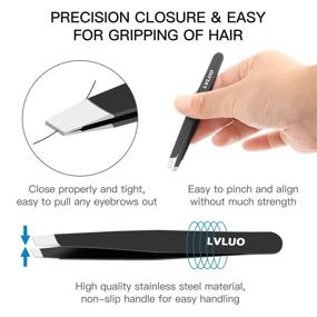 img 1 attached to 🔪 Black Stainless Steel Eyebrow Tweezers - Precision Tools for Facial Hair, Ingrown Hair, Splinter Removal