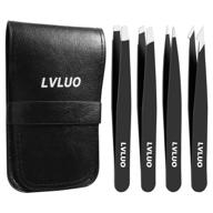 🔪 black stainless steel eyebrow tweezers - precision tools for facial hair, ingrown hair, splinter removal logo