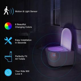 img 2 attached to 🚽 Enhance your Bathroom Experience with 2 Modes & 8-Color Changing Toilet Night Light - Motion Sensor Activated Toilet Seat Light for Men, Women, Kids