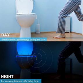 img 1 attached to 🚽 Enhance your Bathroom Experience with 2 Modes & 8-Color Changing Toilet Night Light - Motion Sensor Activated Toilet Seat Light for Men, Women, Kids