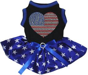 img 2 attached to 🐶 Glam Up Your Canine Companion with Petitebella Rhinestones USA Heart Puppy Dog Dress