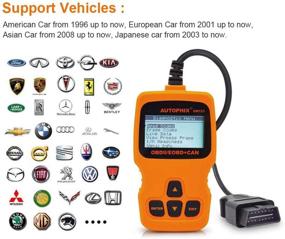 img 1 attached to OM123 Vehicle Car Fault Code Reader - TekkPerry Mini Portable LCD OBDMATE OBDII OBD2 EOBD+CAN Scan Scanner Tool Car Vehicle Auto Engine Trouble Analyzer Tester Diagnostic Code Scanner Tool Orange